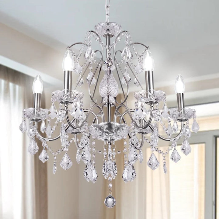 6 Light Crystal Candle Chandelier