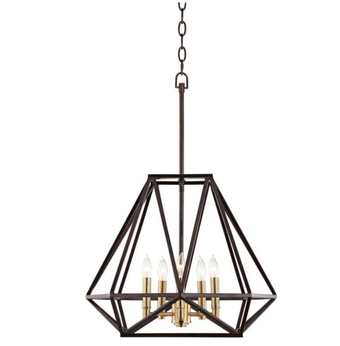 Hawking 5 Light  Wide Bronze Pendant Chandelier