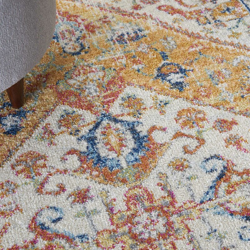 Baylee Oriental Yellow Ivory Area Rug 8'x10'