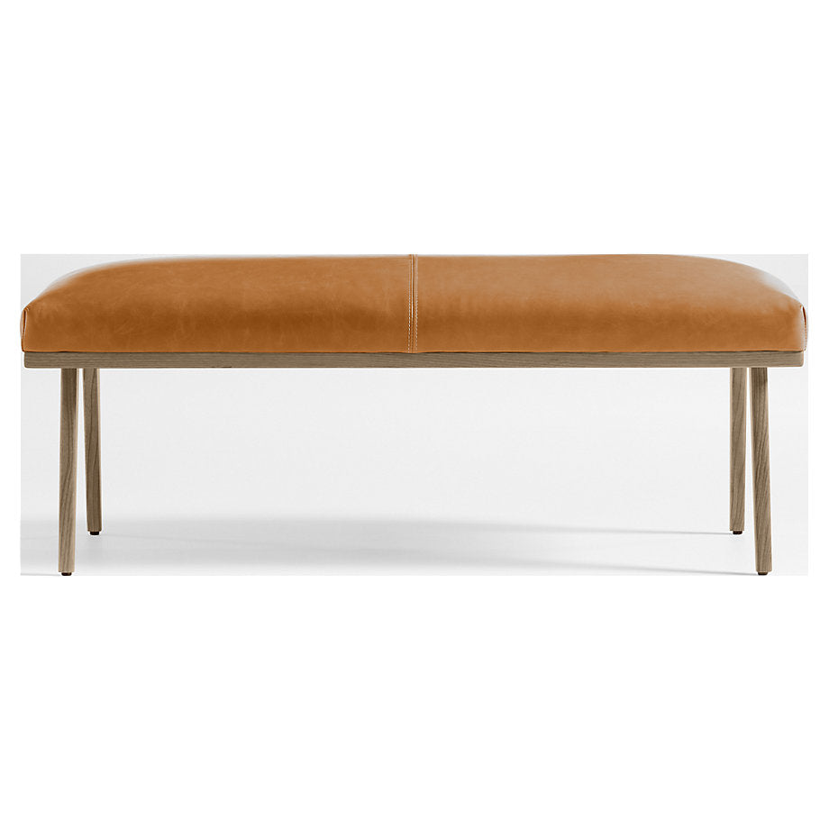 Cavett Ash Wood Leather Bench
