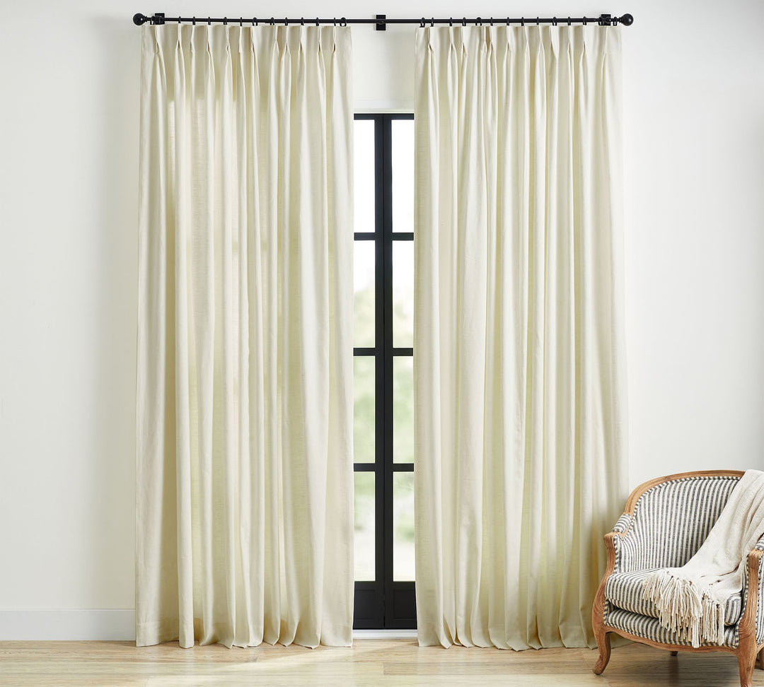 Emery Linen Pinch Pleat Curtain_Parchment