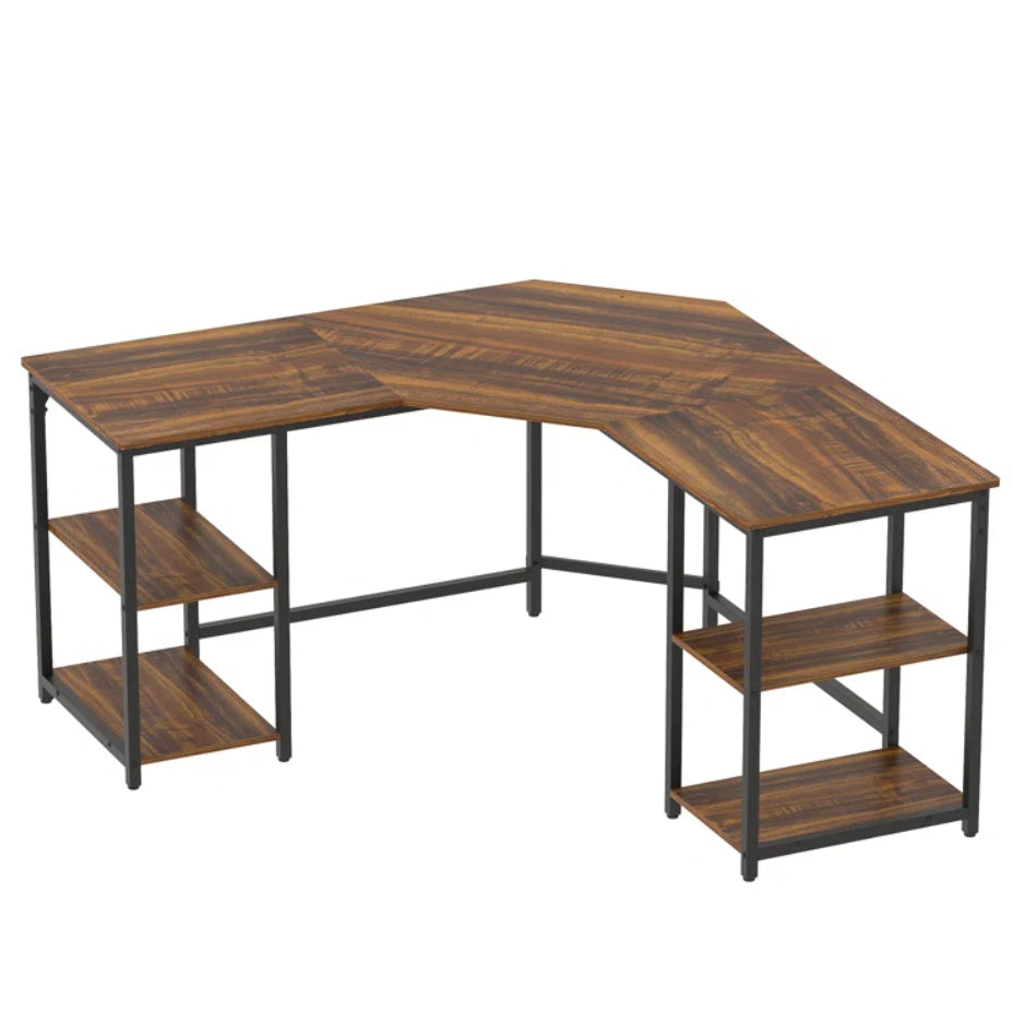 L Shaped Desk with Shelves Corner Computer Desk Large Table