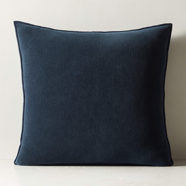 Doux Navy Blue Cotton Throw Pillow Cover-23"x23"