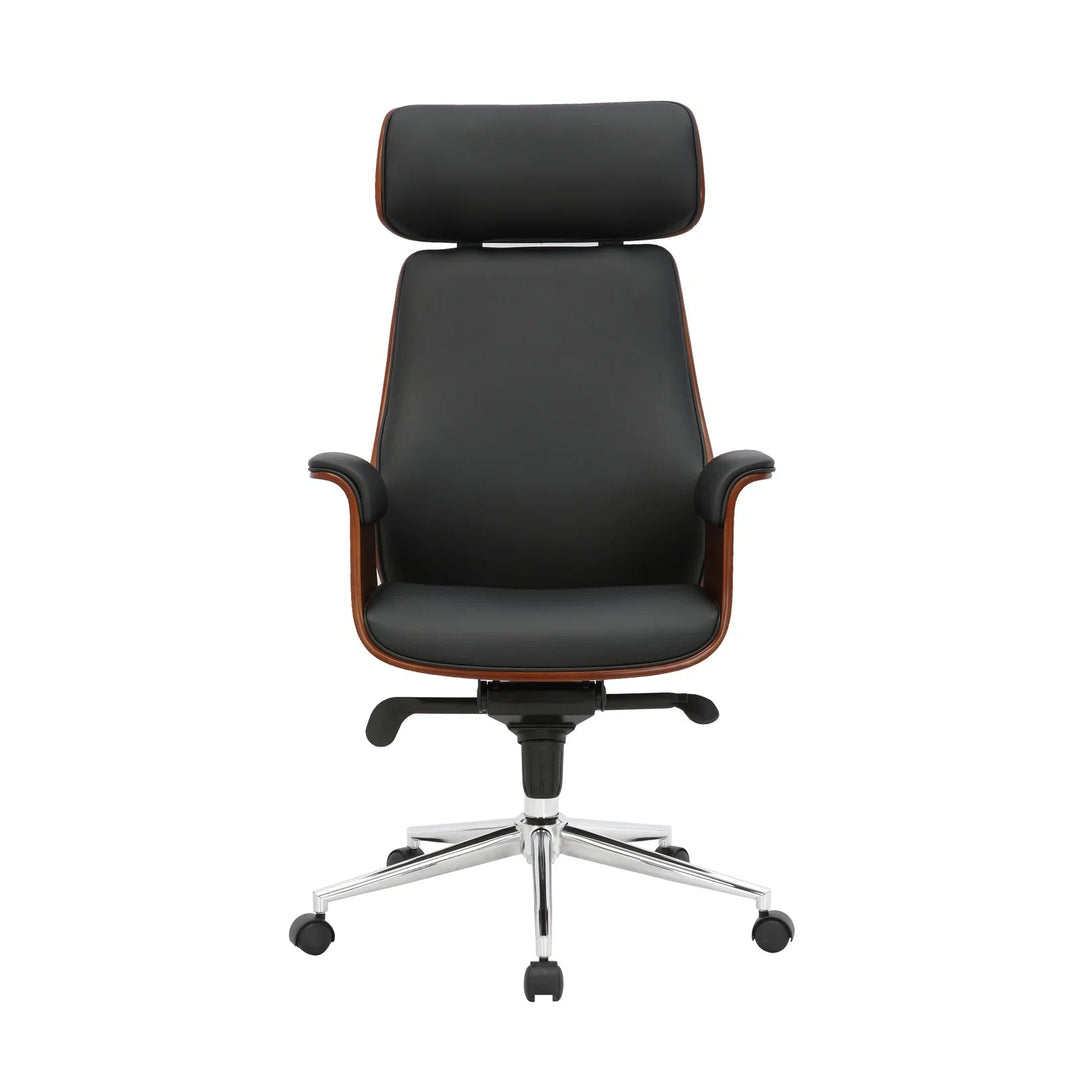 Baver Faux Leather Executive Office Chair with Chrome Base