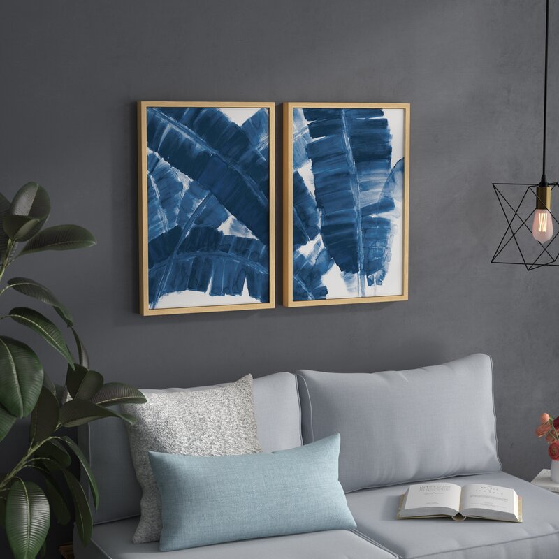 Blue Banana Leaves Diptych