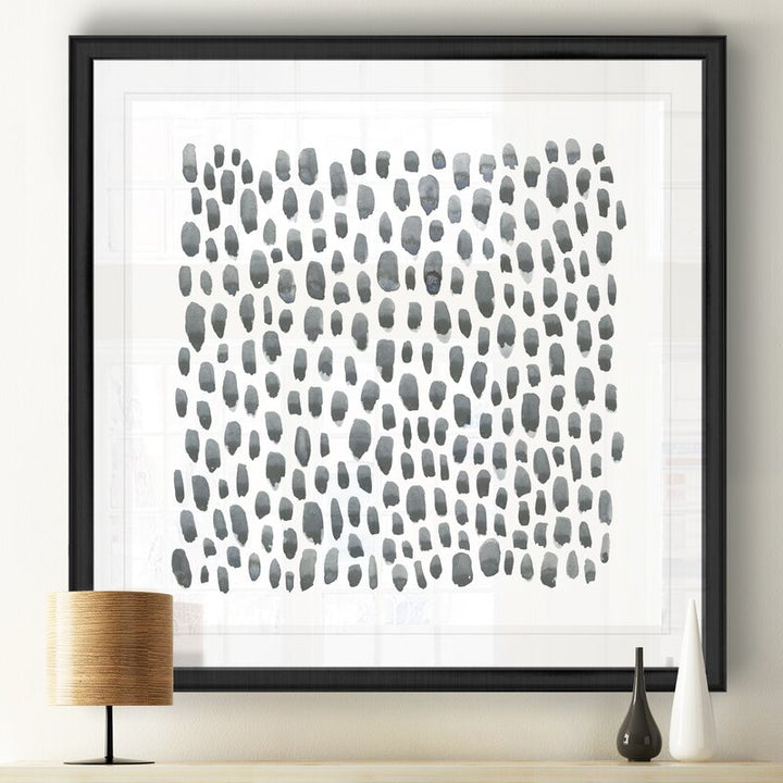 Blue Gray Tessera I Painting Print on Canvas With Frame-34.5"x34.5"