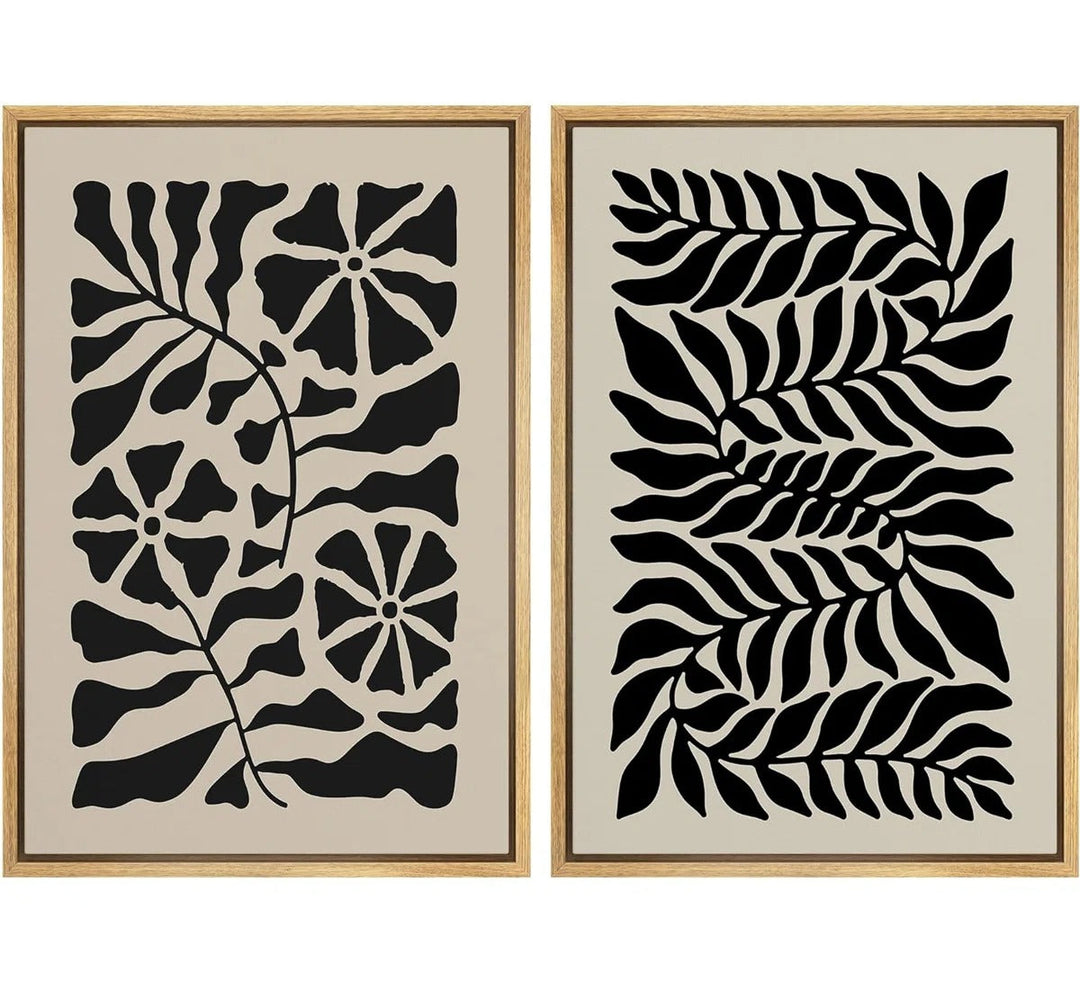 Black Abstract Floral Minimalist Modern Print 1