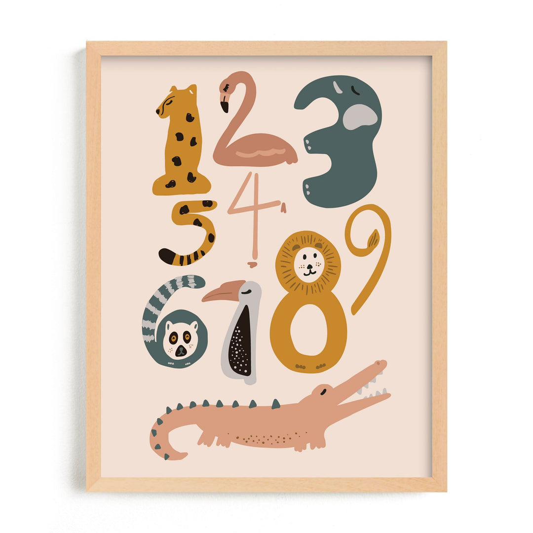 Safari Friends Numerals Framed 11x14