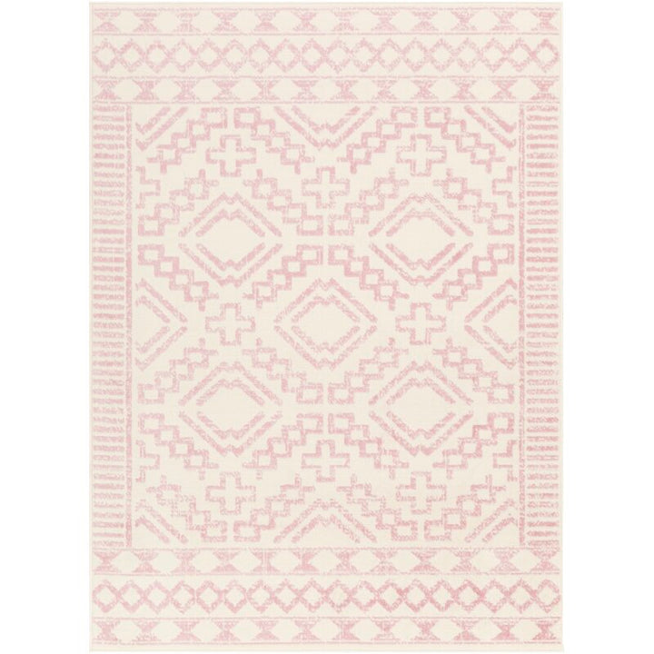Rectangle Aleman Oriental Pale Pink Cream Area Rug 6'7"x9'
