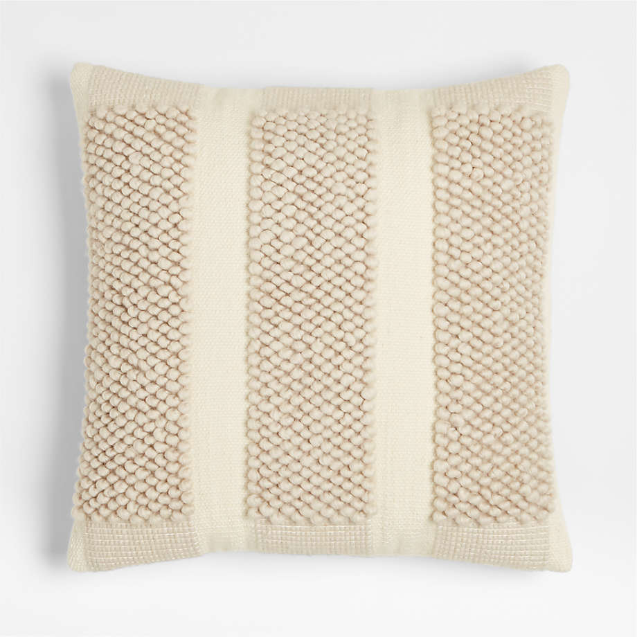 Bubble Handwoven Wool Striped Ivory Throw Pillow Cover 23x23