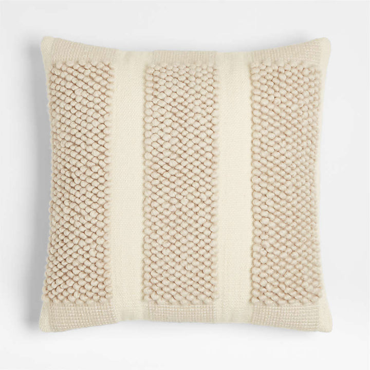 Bubble Handwoven Wool Striped Ivory Throw Pillow Cover 23x23
