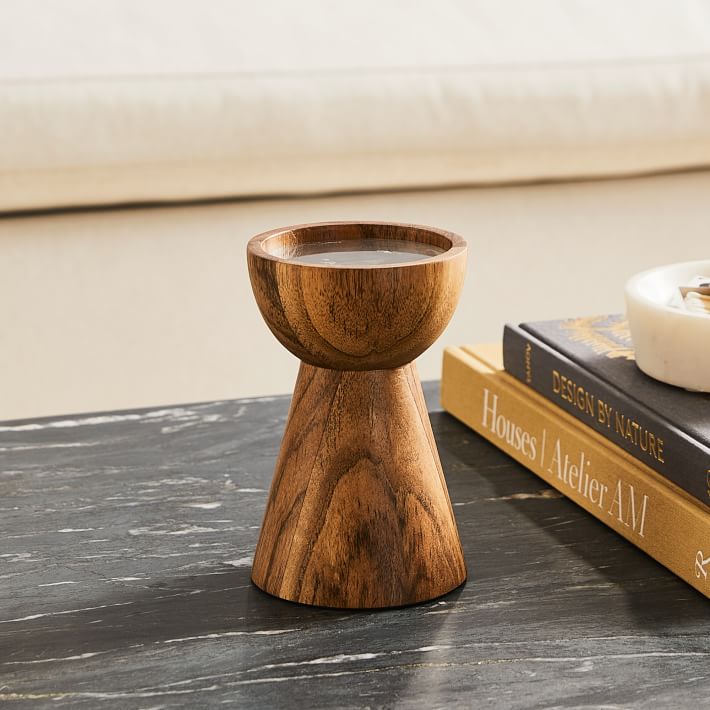 Pure Wood Pillar Candle Holders Small