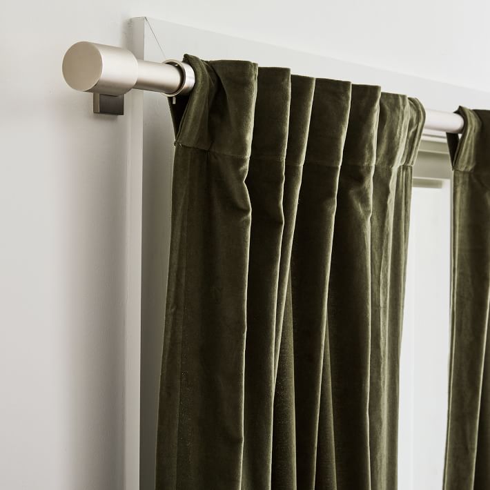 Cotton Velvet Curtain Dark Olive-96"