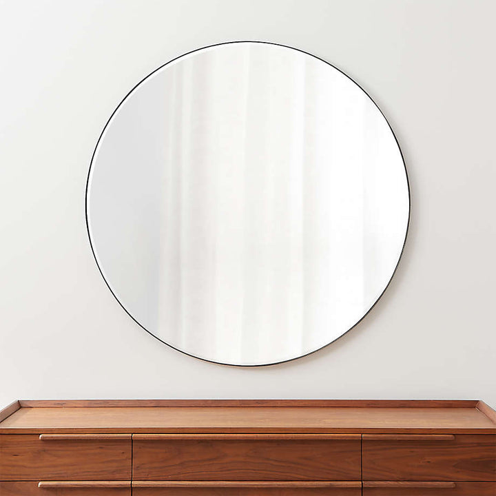 Edge Black Round Wall Mirror