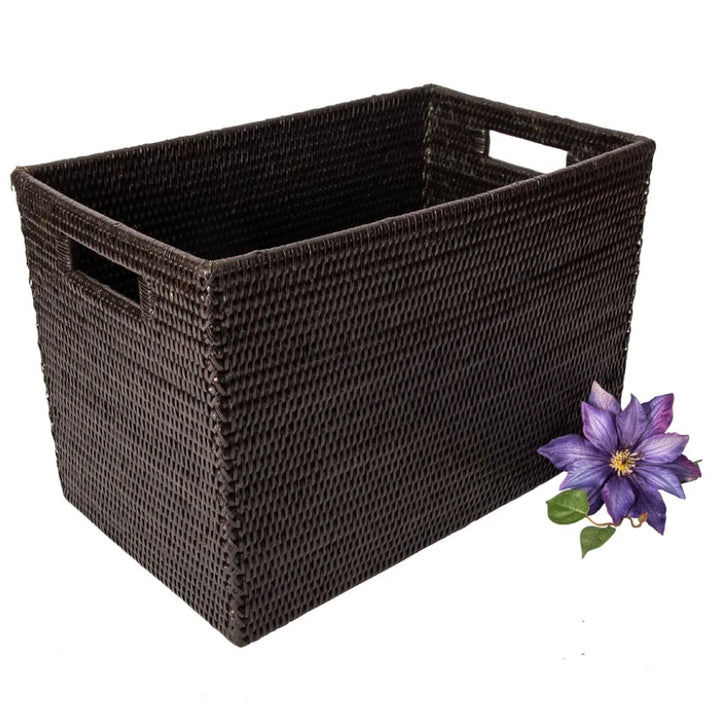 Rattan Basket with Cutout Handles