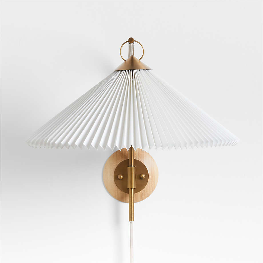 Flores Plug In Wall Sconce Light with Pleated Shade