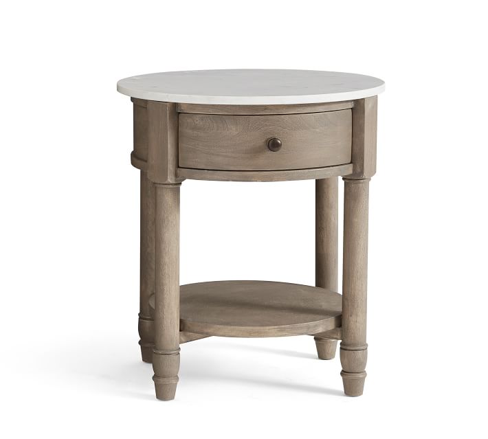 Alexandra 21" Round Marble Nightstand