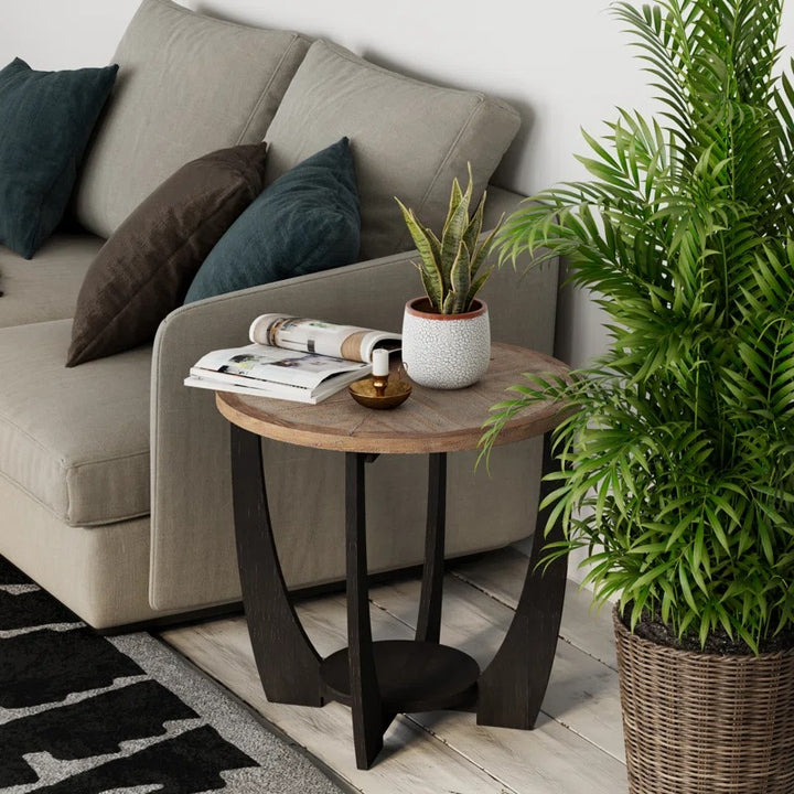 Arch Farmhouse End Table with Storage Shelf