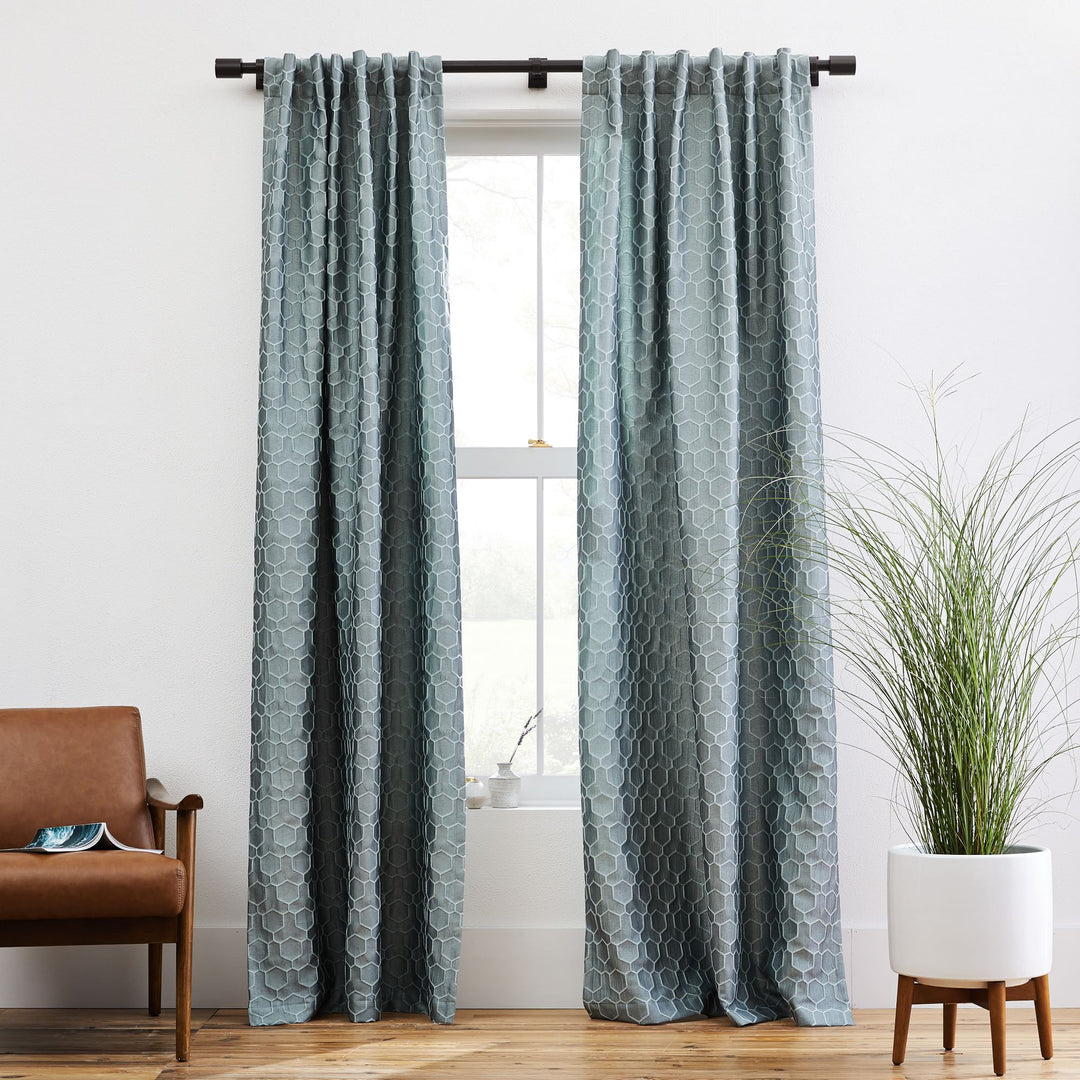 Honeycomb Jacquard Curtain Stormy Sea 84