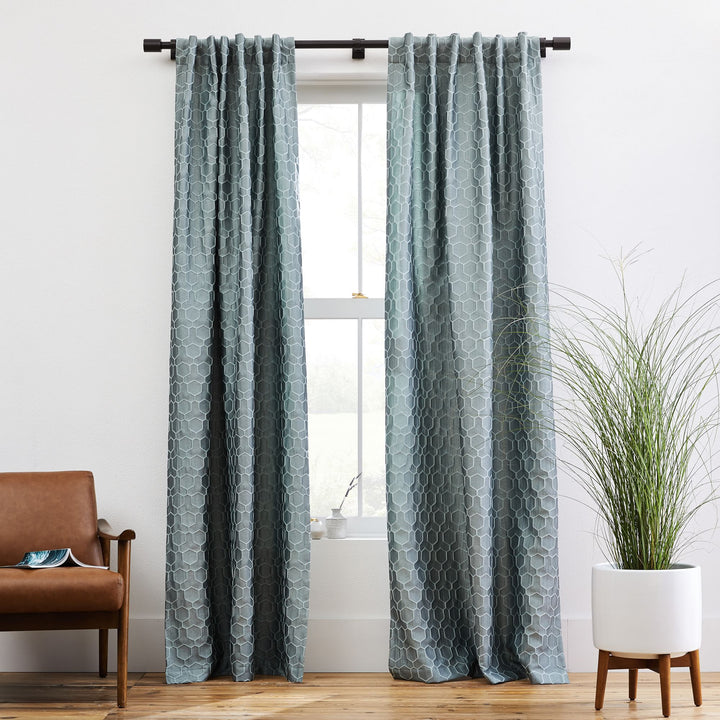 Honeycomb Jacquard Curtain Stormy Sea 84