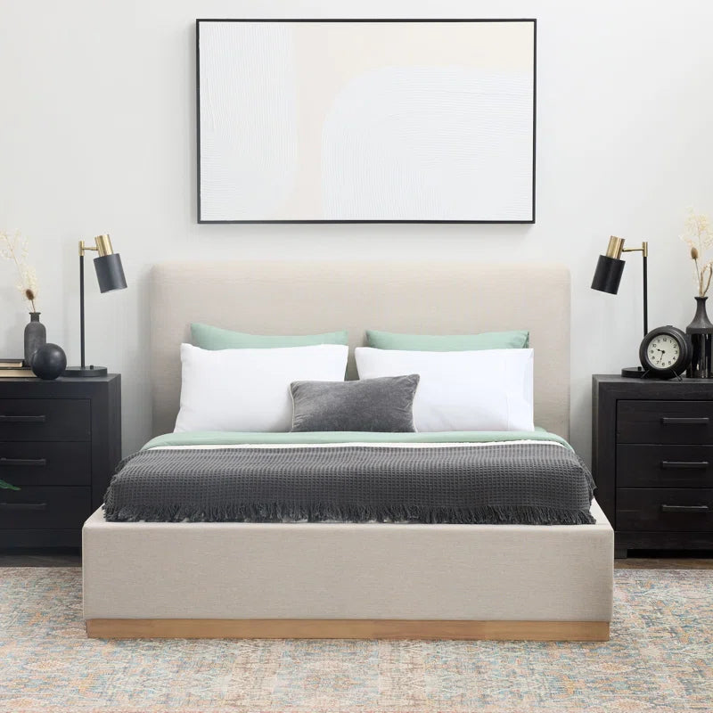 Grounded Upholstered Wood Base Bed