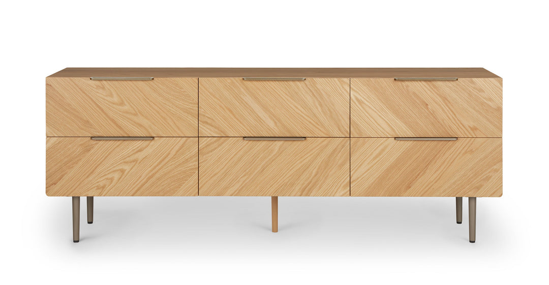 Nera Oak 6 Drawer Low Double Dresser