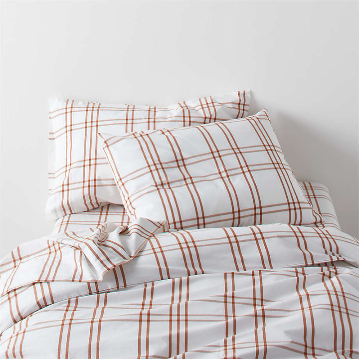 Stax Almond Brown Yarn Dyed Organic Cotton Kids Duvet Cover-Twin