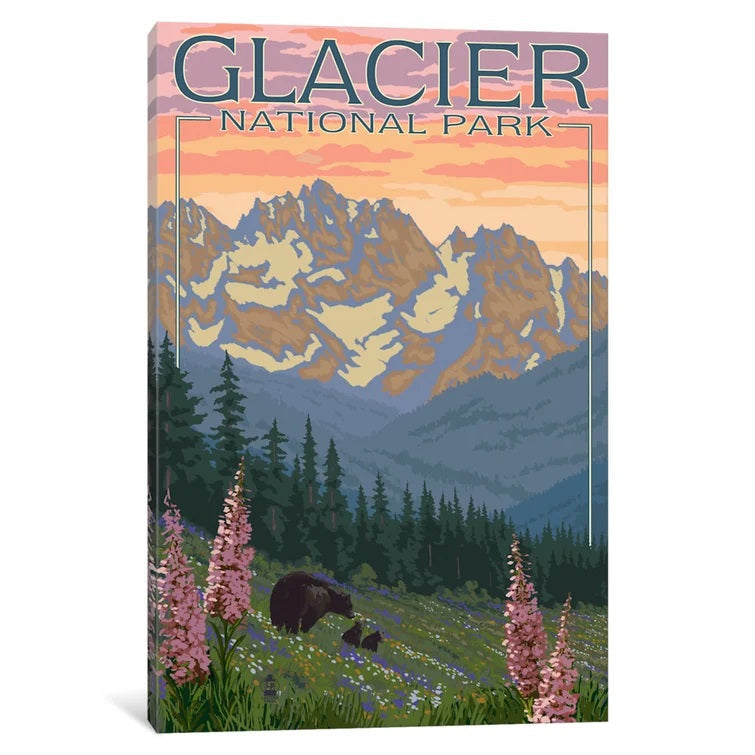 Glacier National Park Wrapped Canvas No Frame 18"x12"