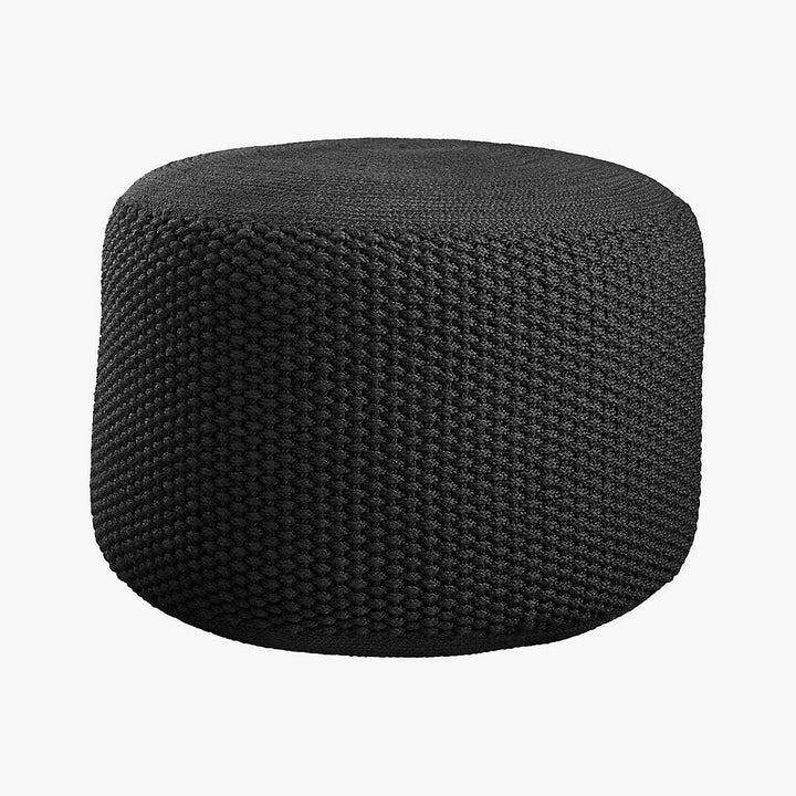CRISS KNIT BLACK POUF