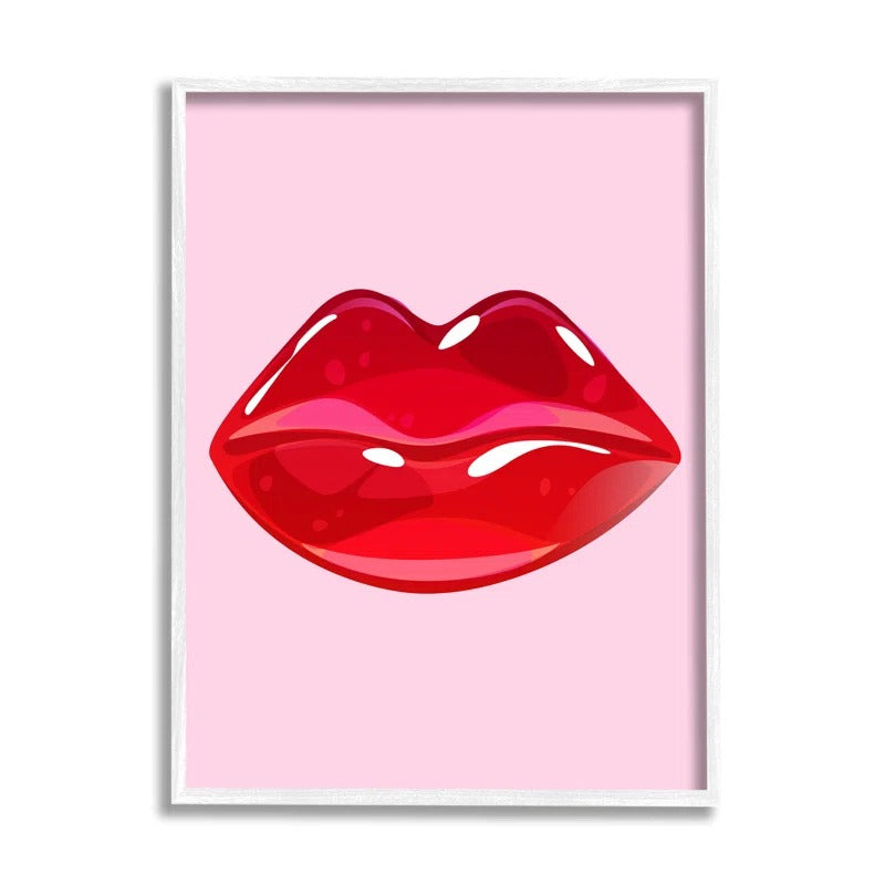 Pink And Red Candy Lips Framed 24x30