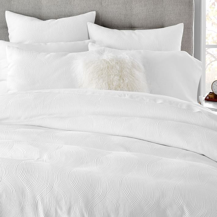 Organic Wavy Jacquard Duvet Cover Queen