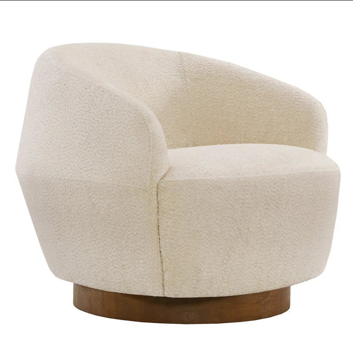 Olwen Boucle Upholstered Swivel Barrel Chair