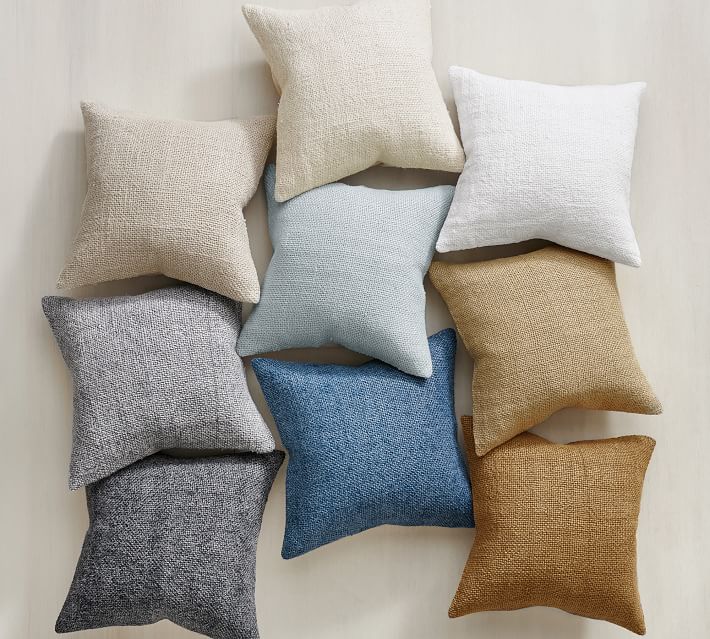 Faye Linen Textured Pillow Cover No Insert - Light Chambray