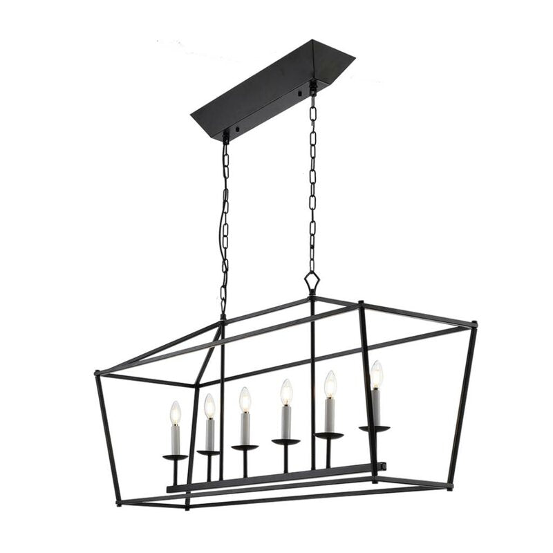 Cosette Six Light Lantern Rectangle Chandelier