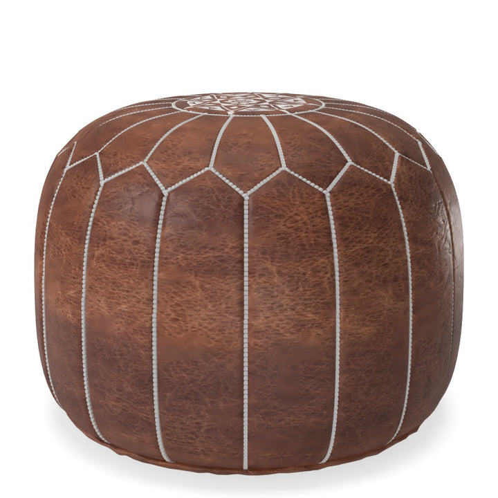 Cherise Leather Pouf Ottoman