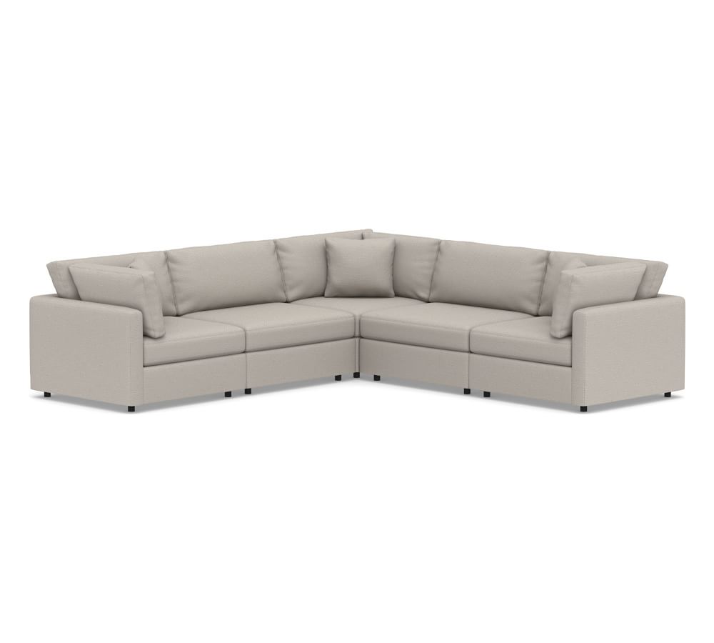 Modular Square Arm Upholstered 5-Piece L-Shaped Sectional