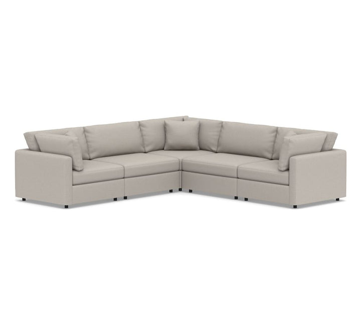 Modular Square Arm Upholstered 5-Piece L-Shaped Sectional
