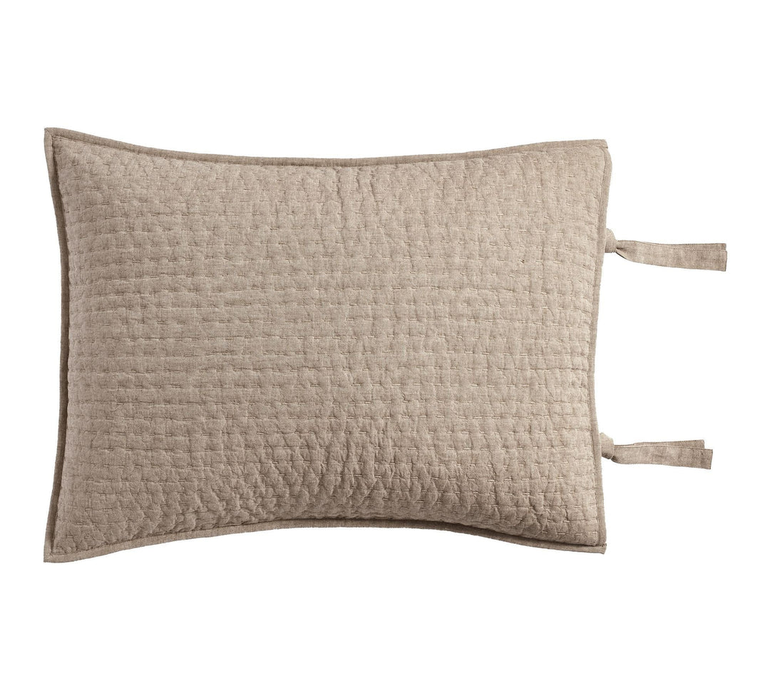 Pick-Stitch Handcrafted CottonLinen Quilted Sham