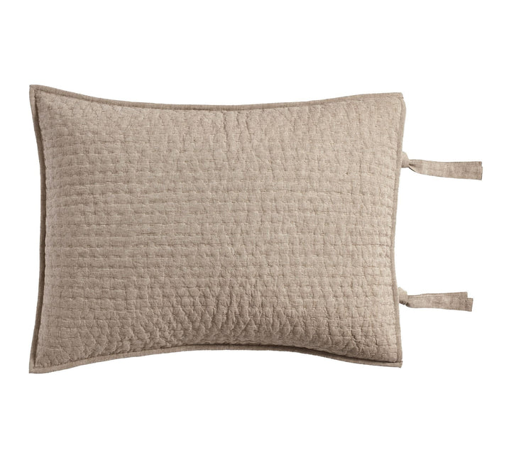 Pick-Stitch Handcrafted CottonLinen Quilted Sham