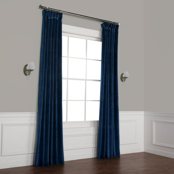 Heritage Velvet Room Darkening Rod Pocket Single Curtain Panel-96"