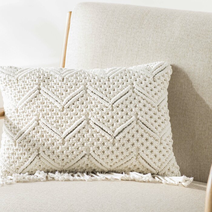 Dennet Cotton Lumbar Pillow With Insert-20"x12"