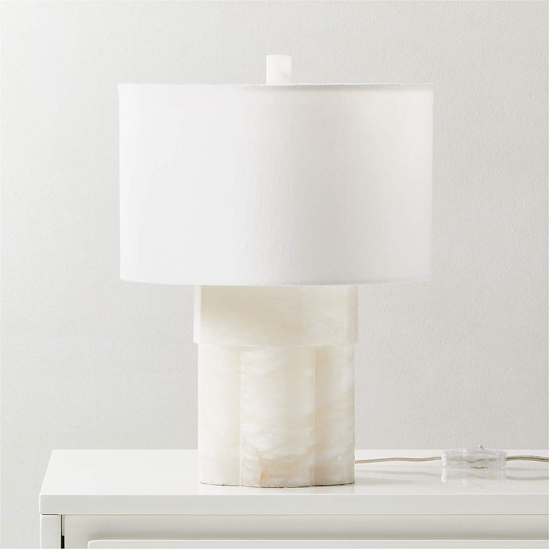 WALDEN WHITE ALABASTER TABLE LAMP SHORT