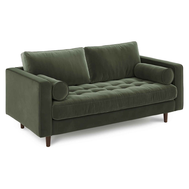 Sven Tufted Velvet Loveseat Plush Pacific Green