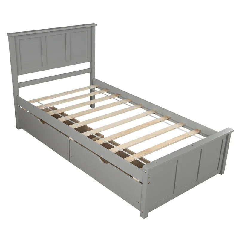 Berenger Twin Solid Wood Low Profile Storage Platform Bed Twin