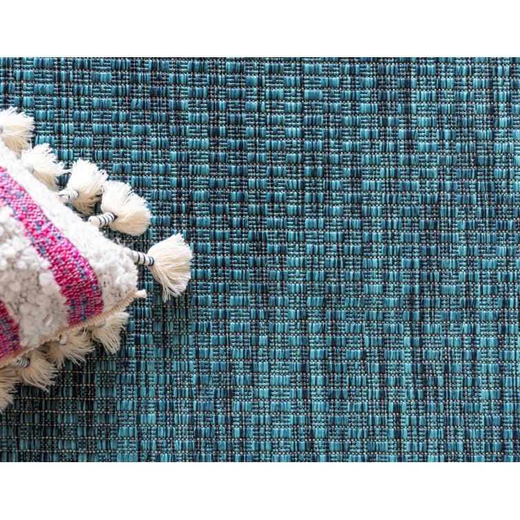 Tollette Teal Outdoor Area Rug-8'x11'4"