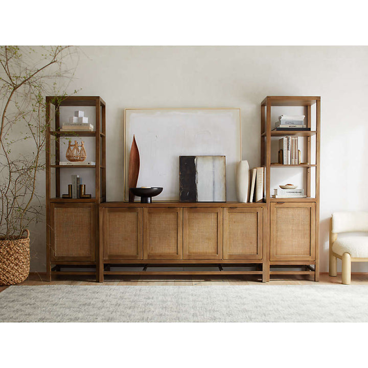 Blake Light Brown Teak and Rattan Media Console