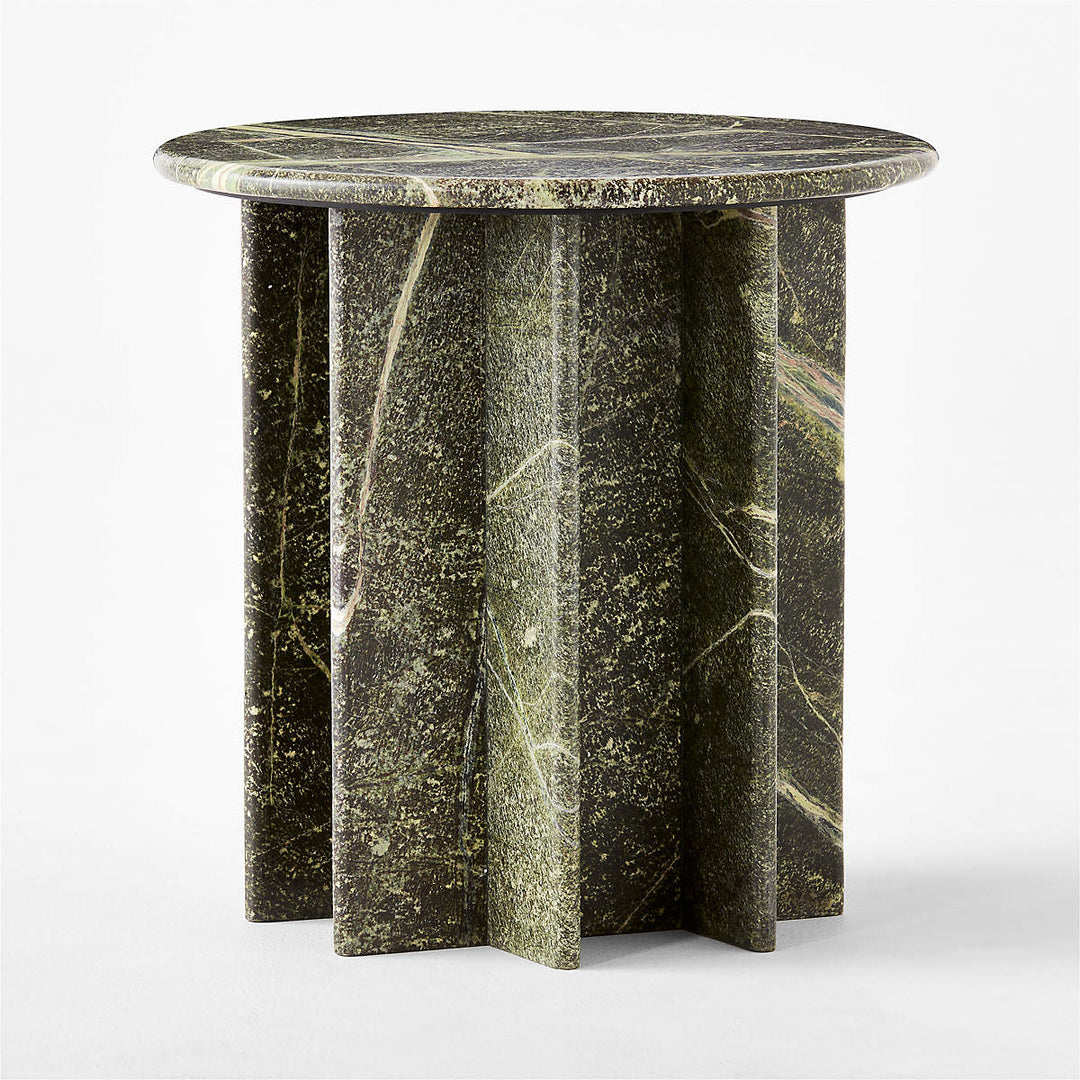 PASAR ROUND GREEN MARBLE SIDE TABLE