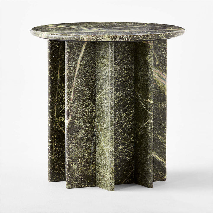 PASAR ROUND GREEN MARBLE SIDE TABLE