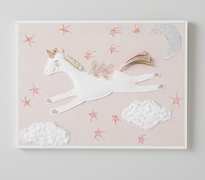 Unicorn Fabric Applique Art with frame