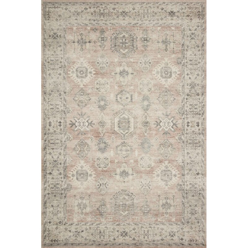 Vega Square Oriental Power Loom Ivory Area Rug-9'x12'